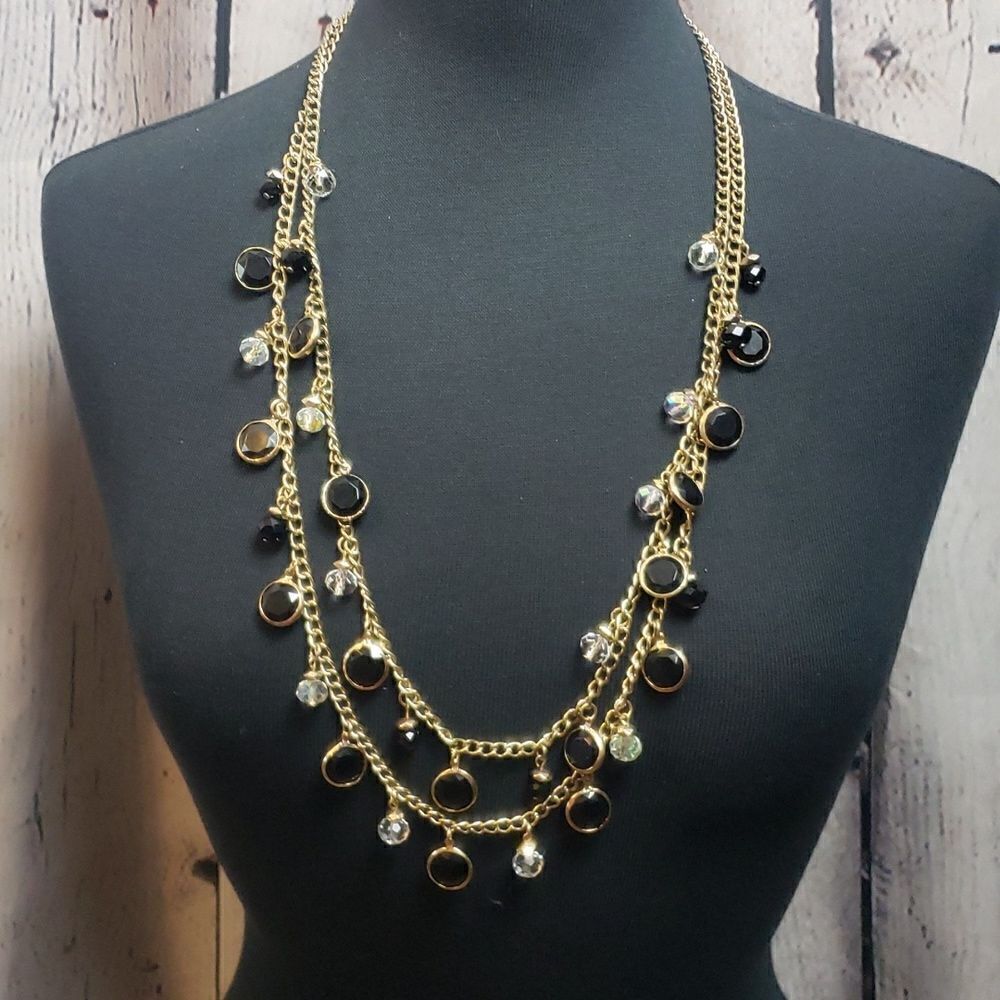 Black and Clear Long Necklace - Picture 1 of 6